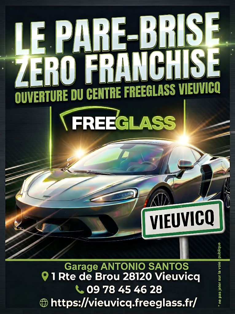 Flyer Freeglass - Pare-brise zéro franchise ouverture centre Vieuvicq